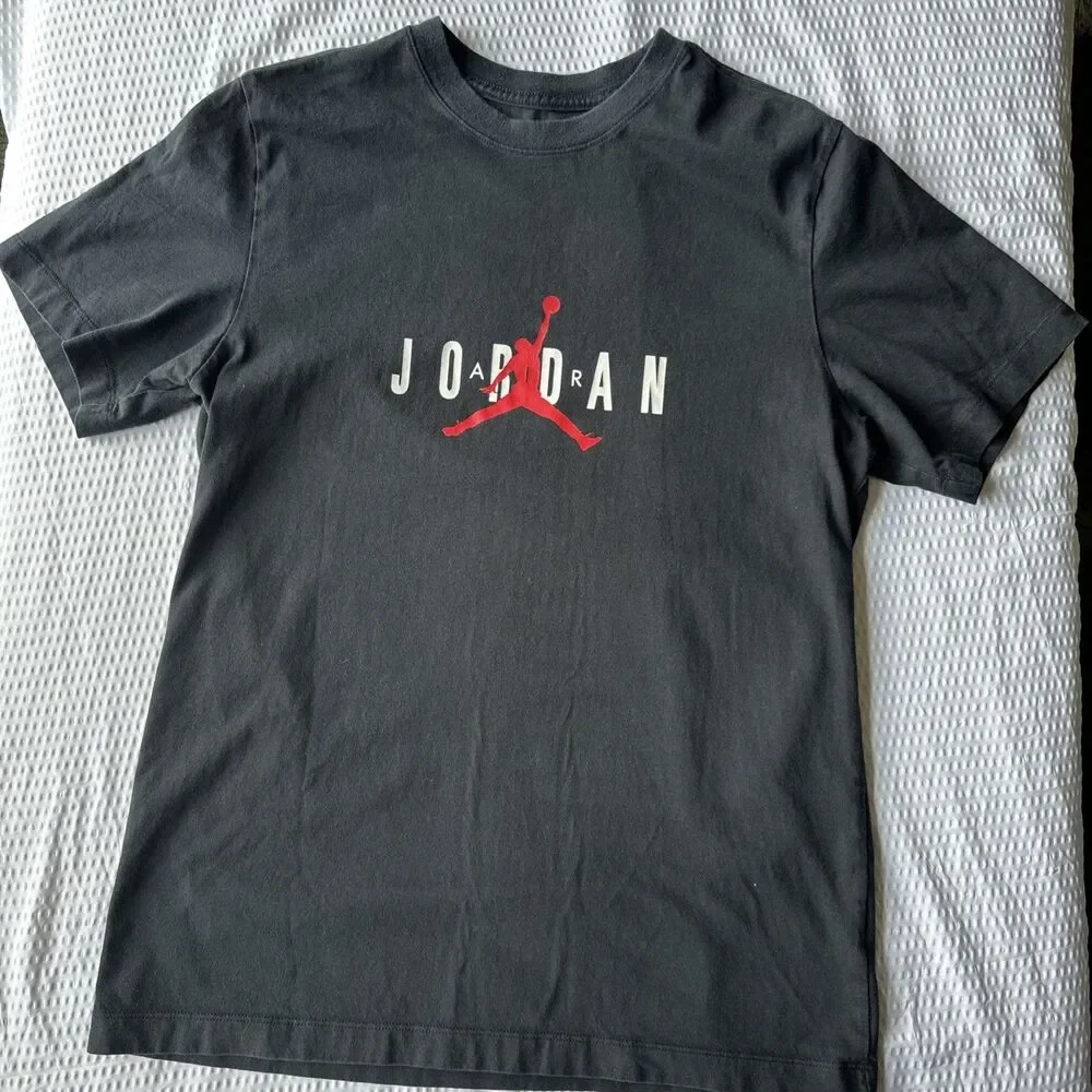 Jordan Shirt Mens M Black Jumpman Logo JORDAN Back Graphic Tee Basketball